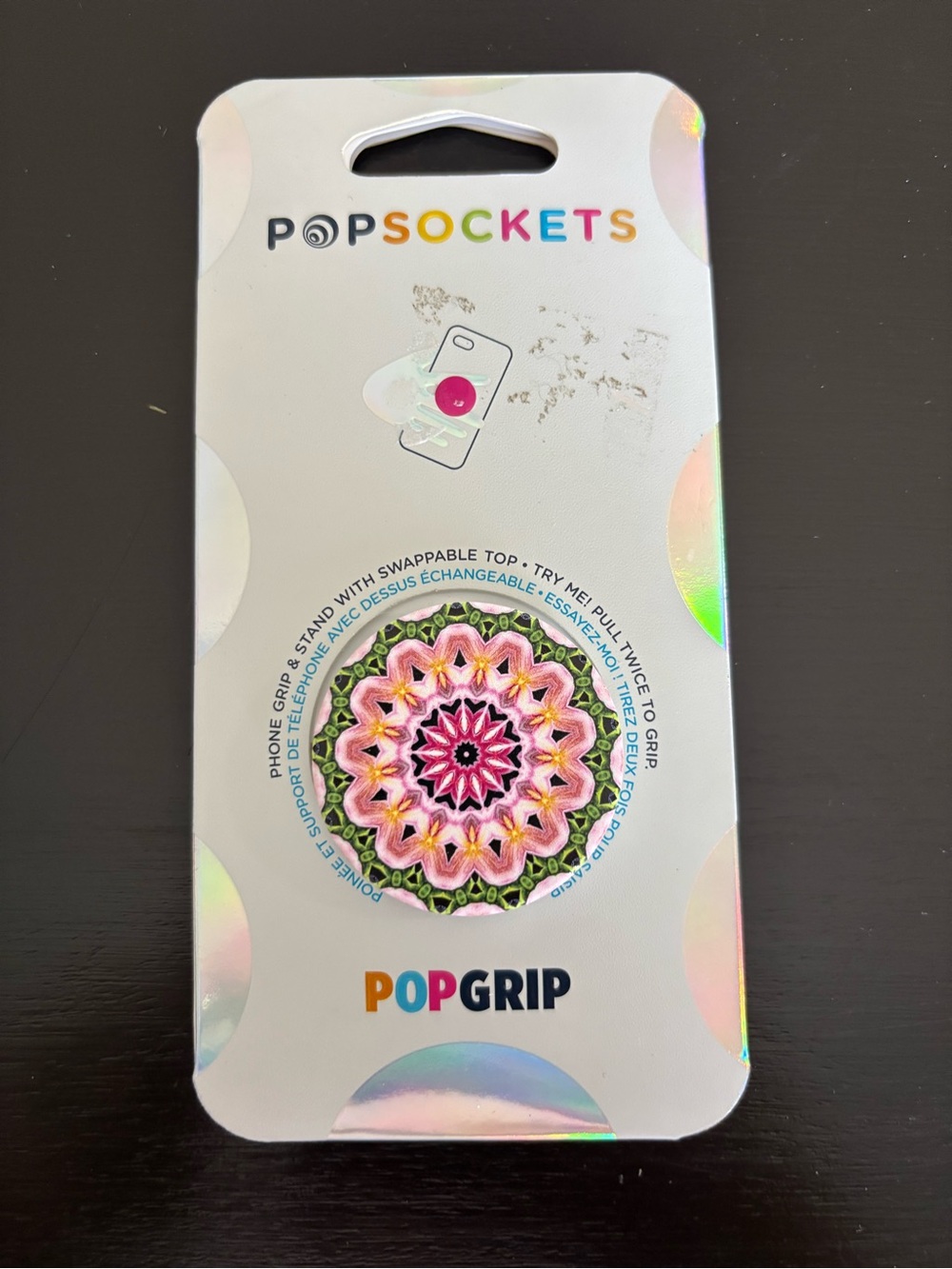 PopSocket PopGrip Pink & Green Floral Mandala Phone Grip